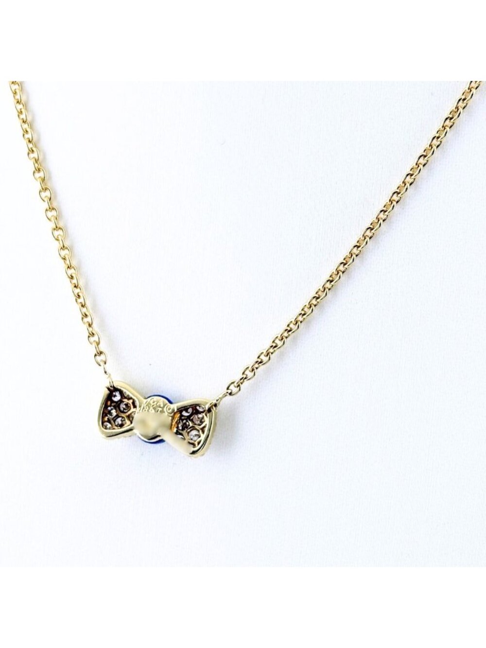 Van Cleef & Arpels Ribbon Motif Necklace YG Yellow Gold Pave Diamond Lapis - Picture 4 of 9